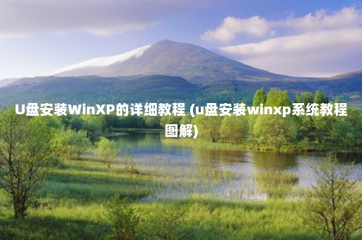 U盘安装WinXP的详细教程 (u盘安装winxp系统教程图解)